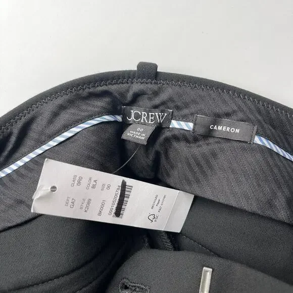 J.Crew Full length Cameron Pant in Four Season Stretch Blend Black Size 00 NWT - Picture 7 of 7